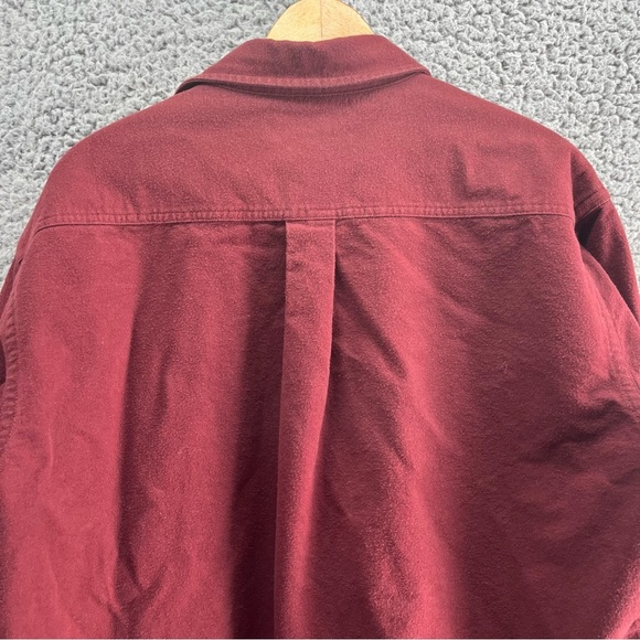 Vintage LL Bean Chamois Cloth Maroon Flannel Shirt Traditional Fit Size L Reg - Picture 6 of 8
